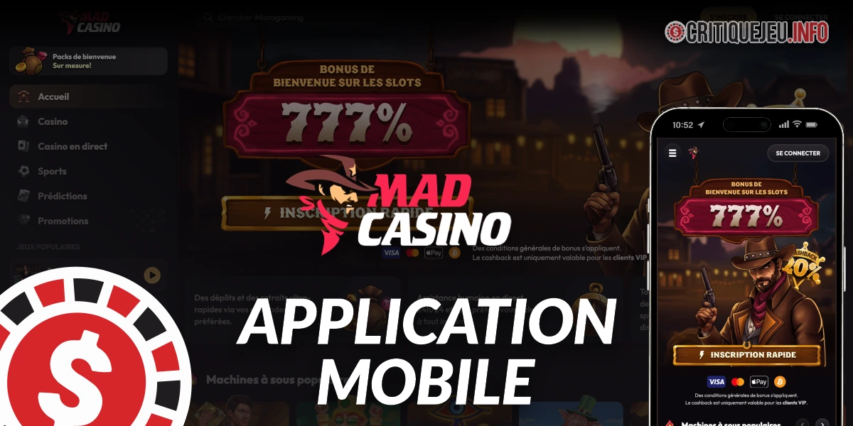 Mad Casino application : Télécharger sur iOS, Android, Windows et Mac