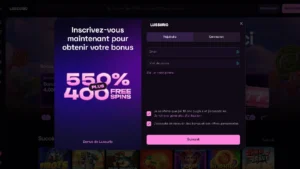 inscription étape2 lussurio casino