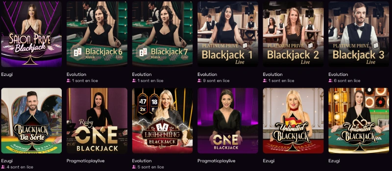 jeux de table sur lussurio casino