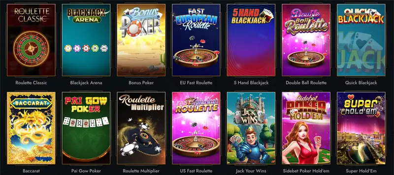 jeux de table tower casino