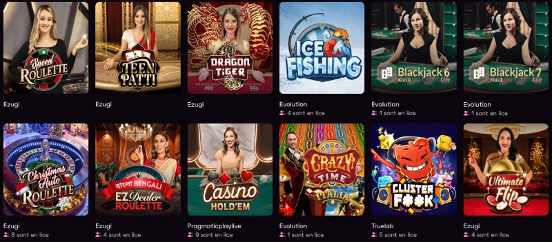jeux en direct sur lussurio casino