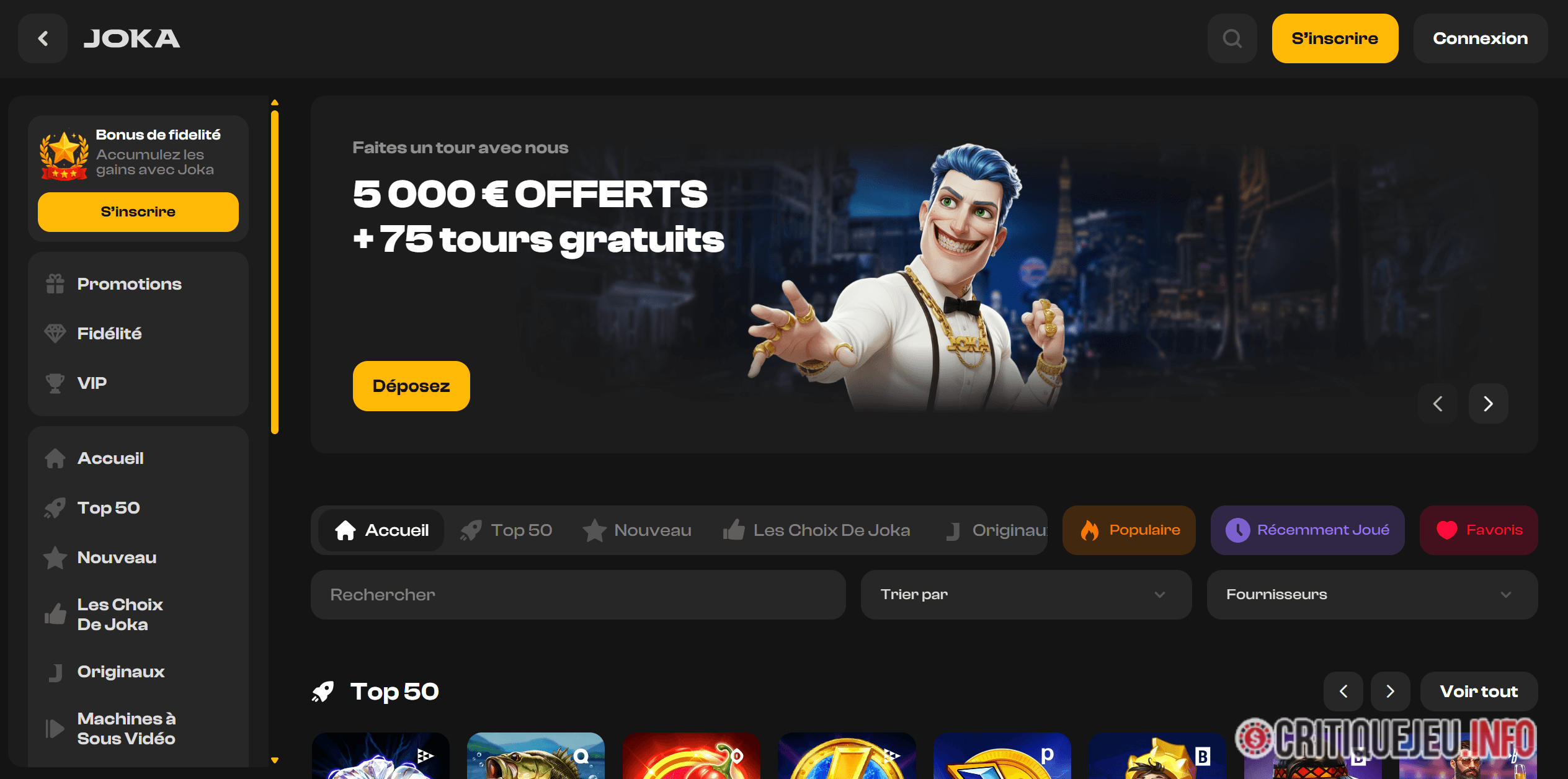 Joka, casino étranger offrant 5 € de bonus sans dépôt