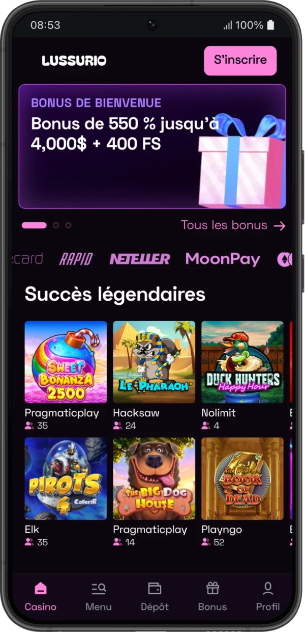 lussurio casino sur mobile