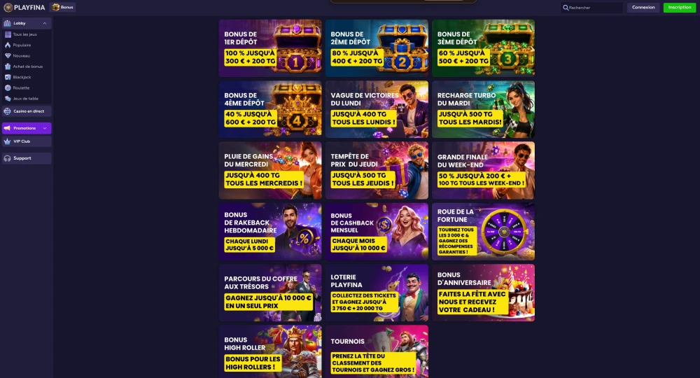 autres promotions sur playfina