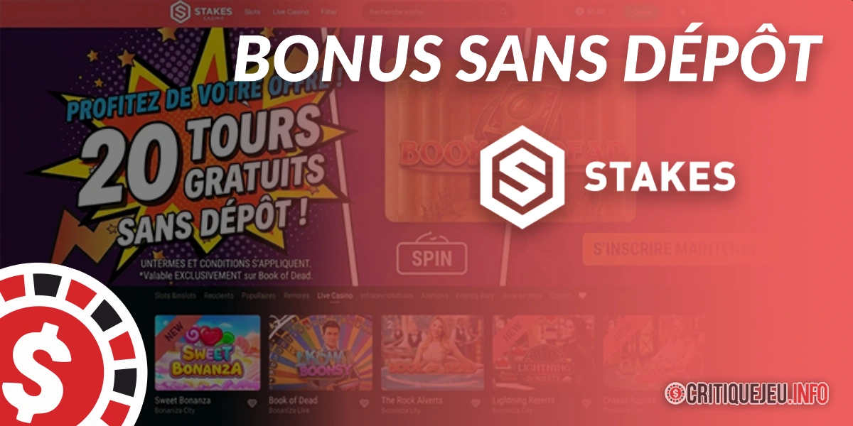Bonus sans dépôt Stakes : 20 free spins offerts sans code