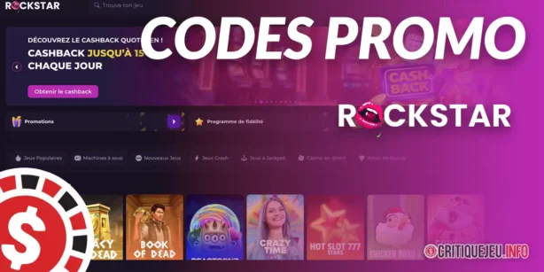 Codes promos Rockstar Casino et bonus actifs en Octobre 2026