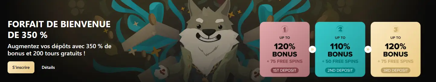 bonus de bienvenue wolf io casino