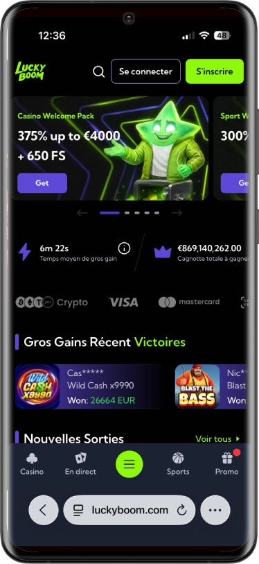 luckyboom sur mobile
