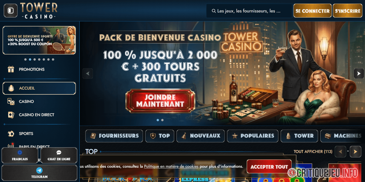 page d accueil tower casino